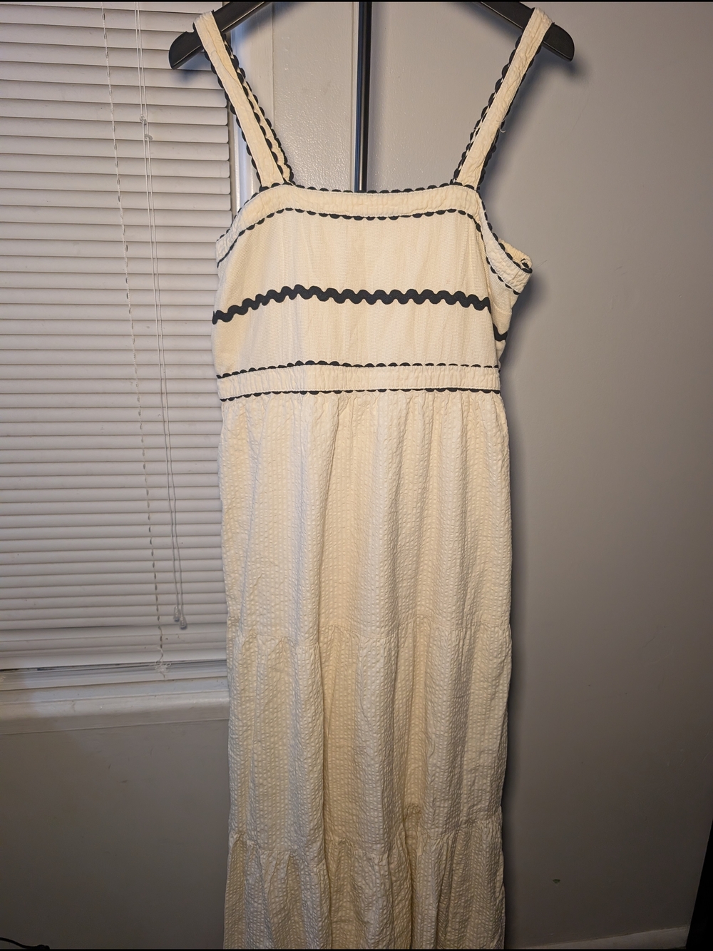 Women’s Cream Maxi Sundress with Black Trim